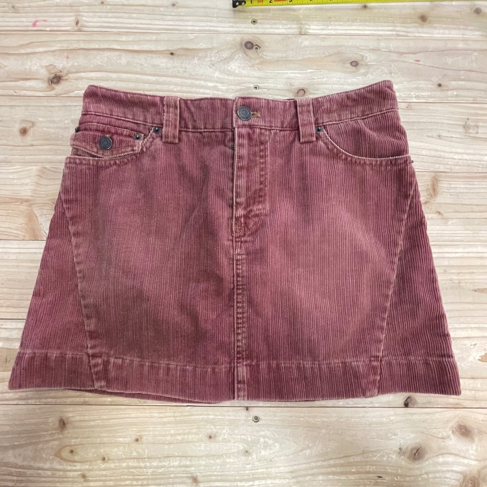 American Eagle Corduroy Mini Skirt Pockets Casual Maroon Size 0